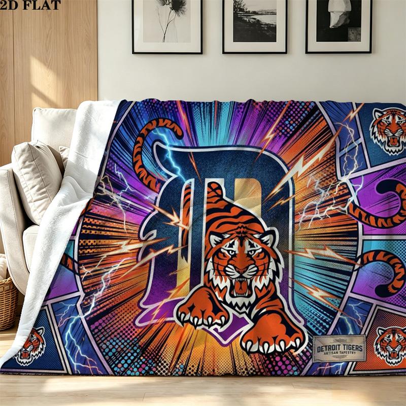 Detroit Tigers Print Flannel Blanket High Quality Warm Comfortable Cover for All Seasons Perfect for Gifts Home Decor