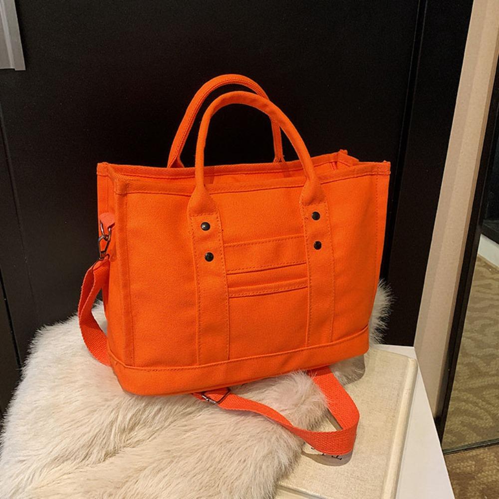 Shanxi Multi-pocket Japanese Style Crossbody Bag Zipper Solid color Tote Bag Canvas Shoulder Bag  Shopping
