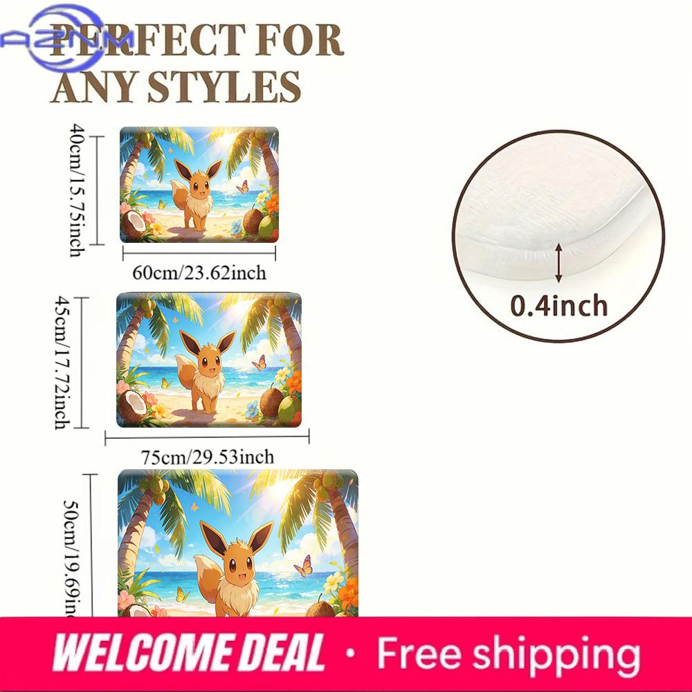 Eevee Tropical Beach Print Doormat Anti-slip Absorbent Floor Mat for Home Entrance Bedroom Living Room Decor