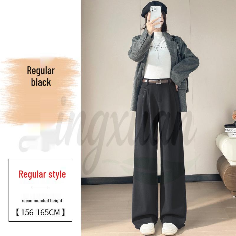 2026 Spring/Summer New Arrival: Women s High-Waist Slim Casual Wide-Leg Woolen Pants M
