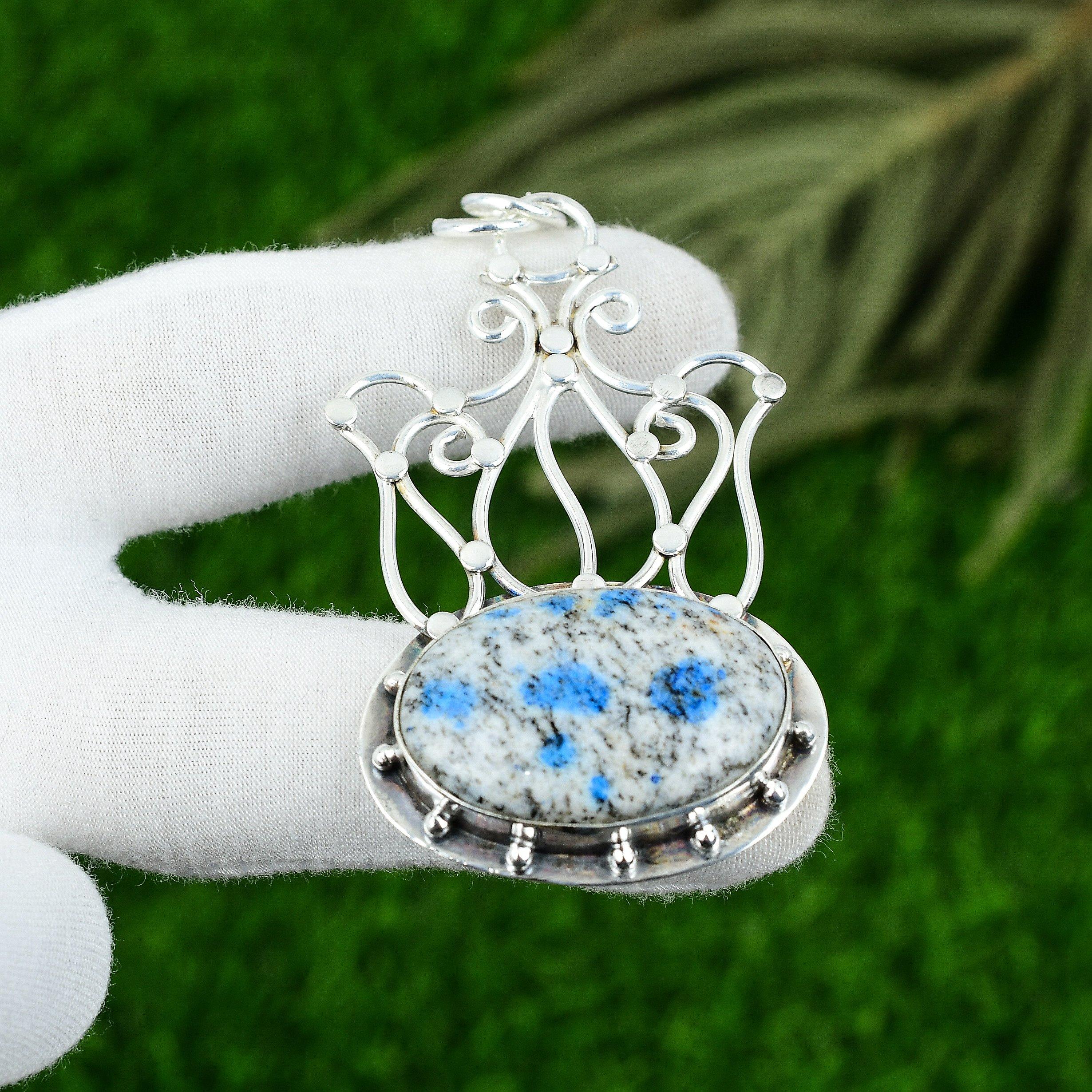 

K2 Jasper Gemstone 925 Sterling Silver Trendy Engagement Wife Pendant Jewelry