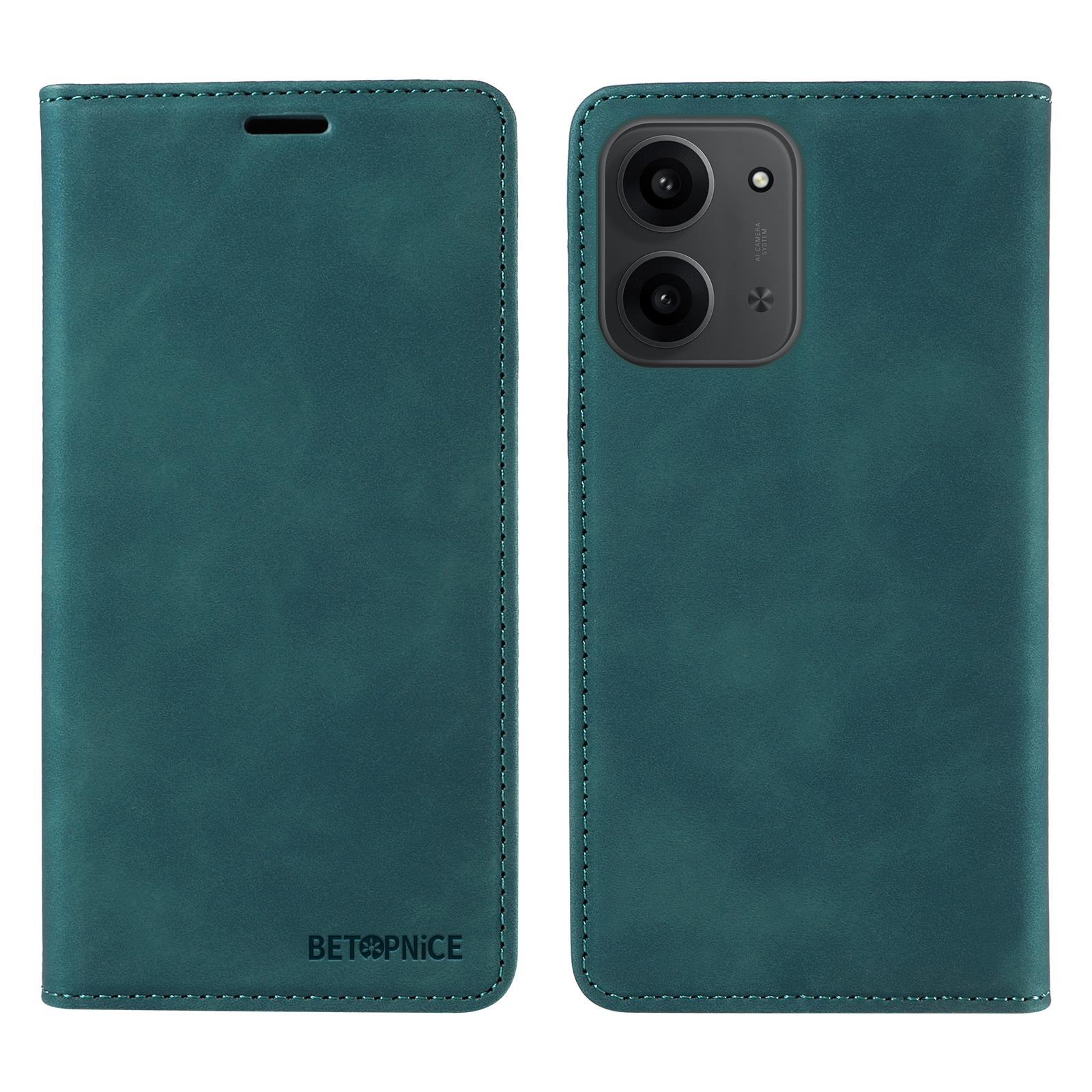 

Для Xiaomi Redmi 15C 5G/15C 4G (173мм) Чехол BETOPNICE Магнитная застежка RFID-блокировка Кошелек Подставка Кожаный чехол для телефона Green