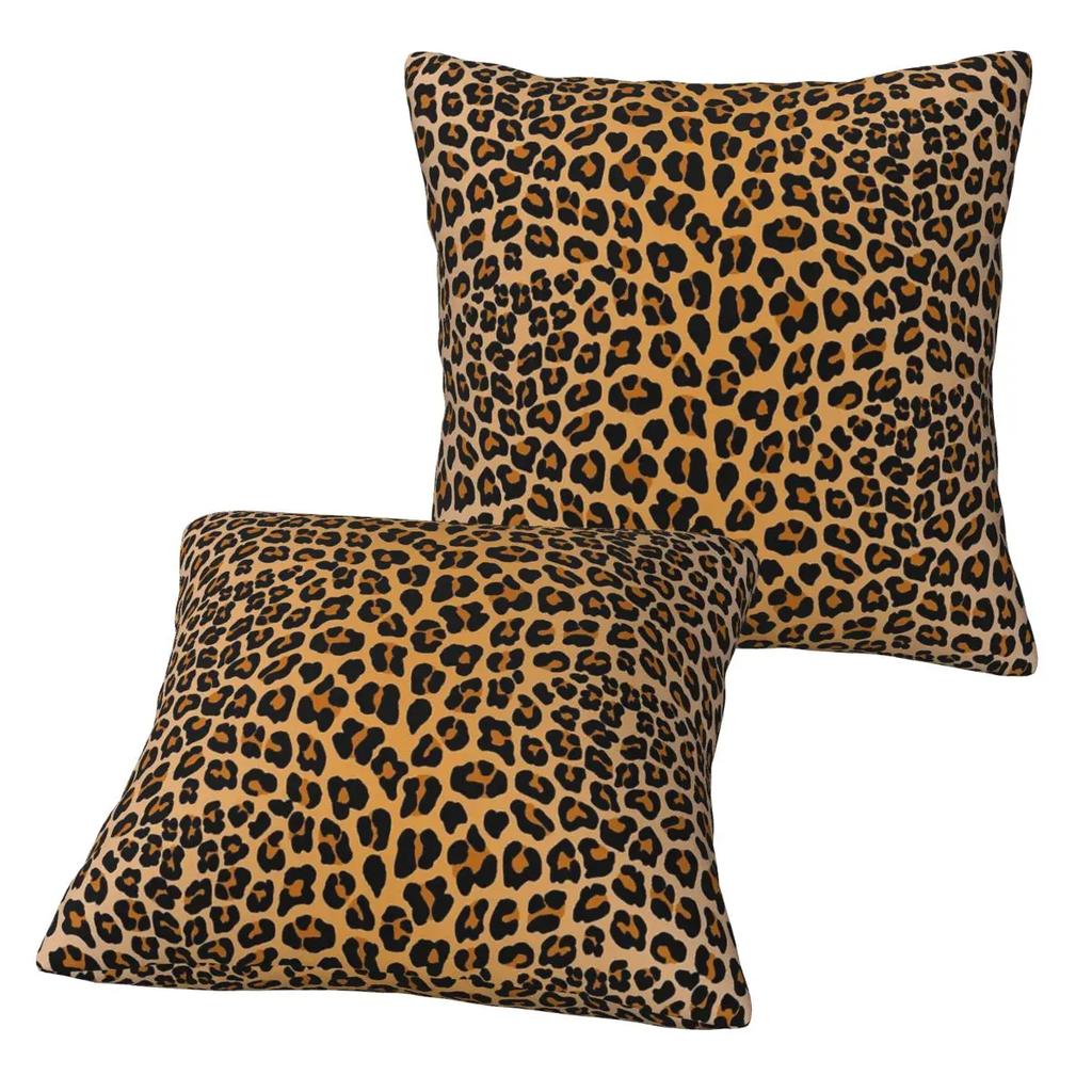Leopard Print 2 Pcs Square Pillowcase Pillow Cover Cushion Decor Comfort Throw Pillow For Home Sofa