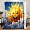 Cheerful Sun In Bright Sky Art Patterned Flannel Blanket Perfect for the Bedroom Living Room, Sofa, or a Little Nap