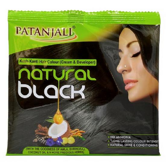 Patanjali Kesh Kanti Hair Colour Cream Developer Natural Black (40 g x 2) - Long-lasting Color and Dark Brown (40 g x 2)