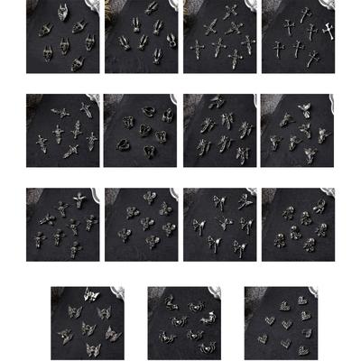 10Pcs/set Vintage Skull 3D Nail Art Heart Nail Tips Decorations 3D Nail Charms Manicure Nail Art Decoration for Women