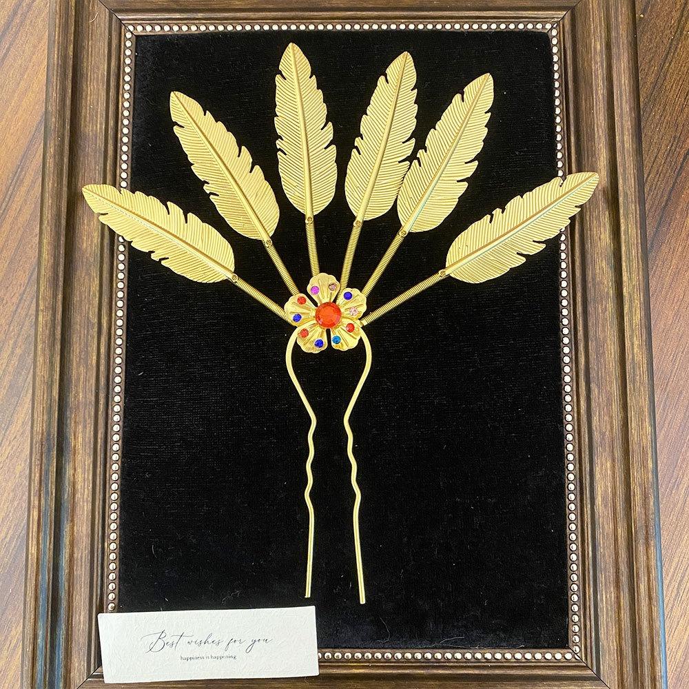 Ancient Thai Hair Sticks Flower U-shaped Hairpin Vintage Thai Metal Leaves Hairpin Women