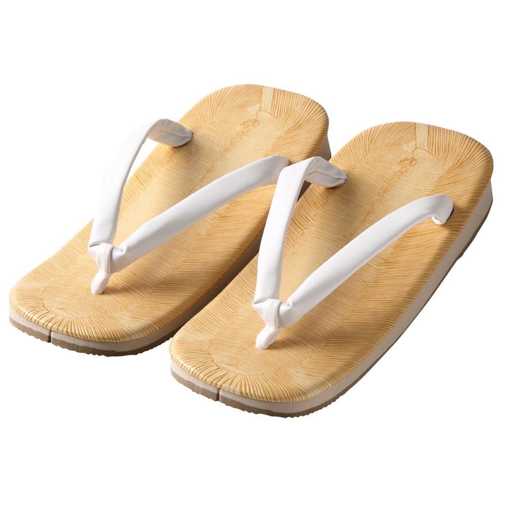 

Edoten Geta Sandals with Sponge Soles, Cushioned and Comfortable for Legs and Back, Yellow Tatami, White, Size LL