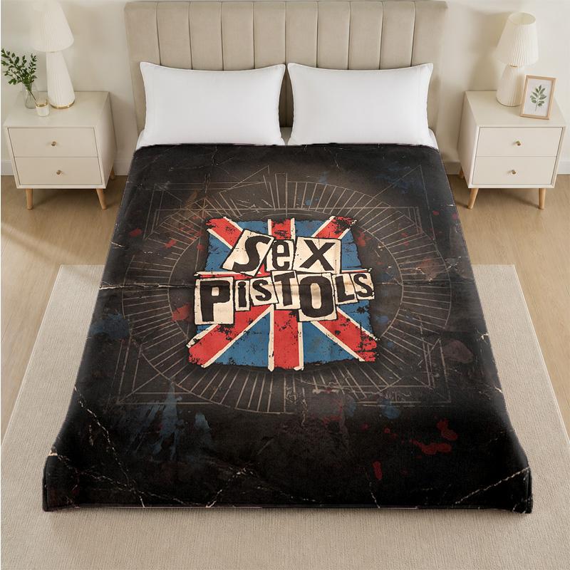 Sex Pistols Print Flannel Blanket Cozy Lightweight Plush Throw Blanket For Bed Sofa Household Use