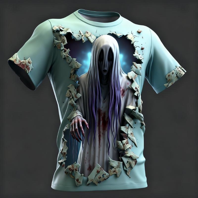 25/26 Жаркая летняя футболка Элементы Хэллоуина Зомби Хоррор Вечеринка Взрослая Оверсайз Женская Мужская Детская Футболка Дышащая S