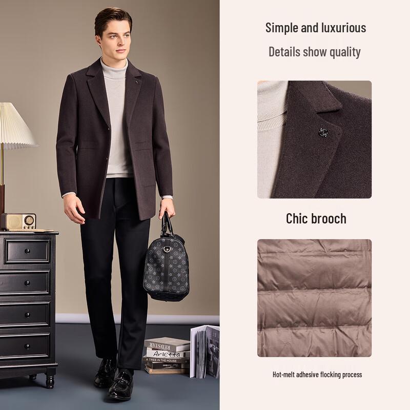 Antonio Men's 70% Wool Luxury Business Overcoat with Detachable Down Liner