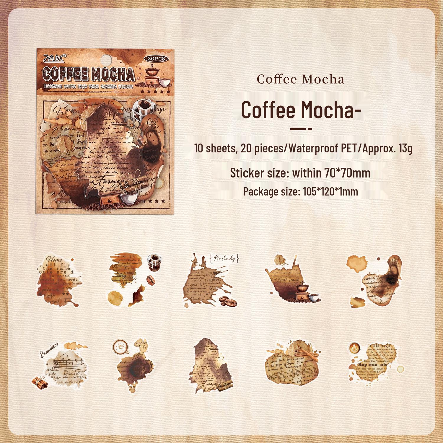 

ZABC Cross PET Retro Coffee Stain Themed Journal Stickers
