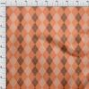 oneOone Cotton Flex Dark Peach Fabric Check Sewing Material Print Fabric By The Yard 40 Inch