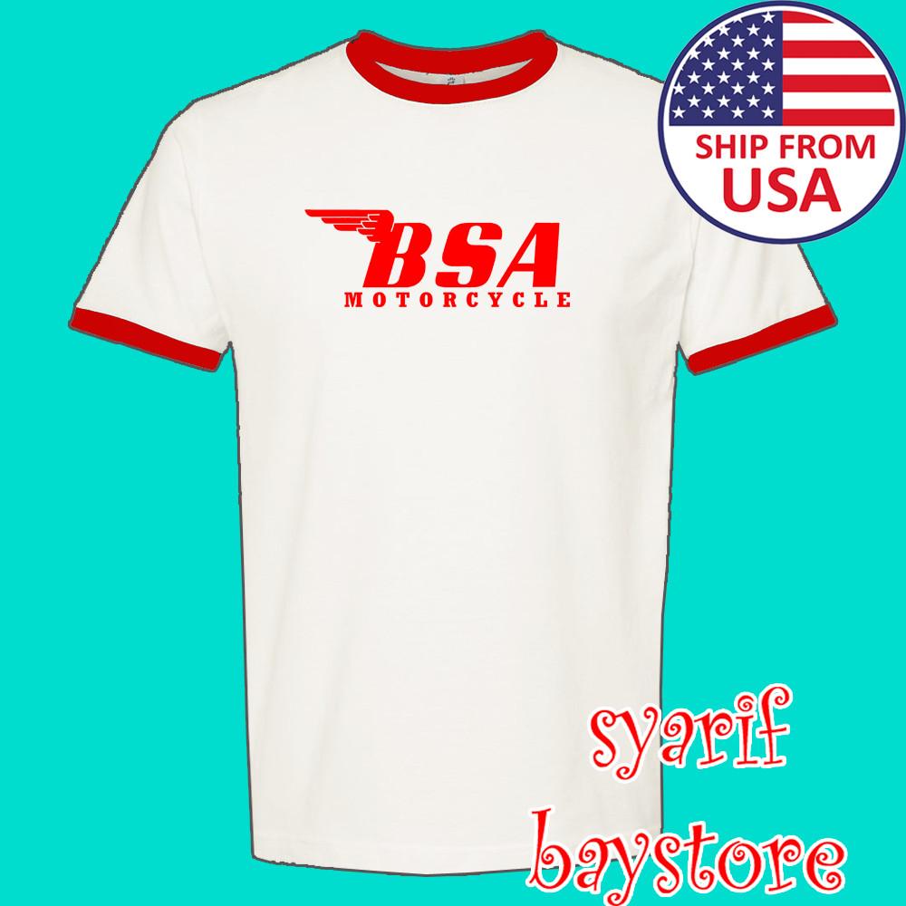 BSA Classic Motorcycle Men#039;s Ringer Red Size S to 3XL Unisex T-Shirt XXL