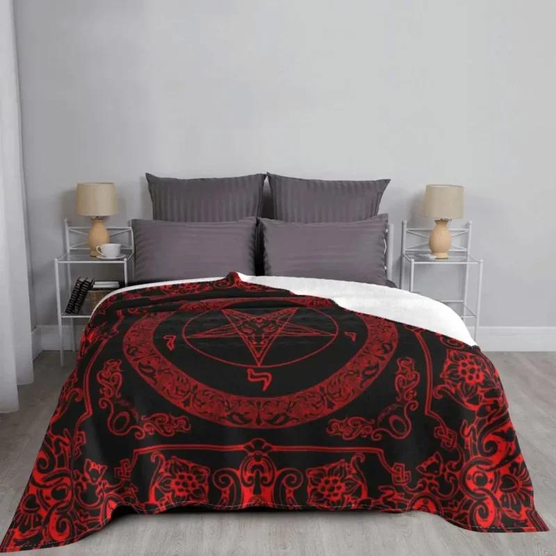 The Sabbatic Goat Baphomet Blankets Warm Flannel Satanic Occult Pentagram Throw Blanket For Bedding Couch Quilt