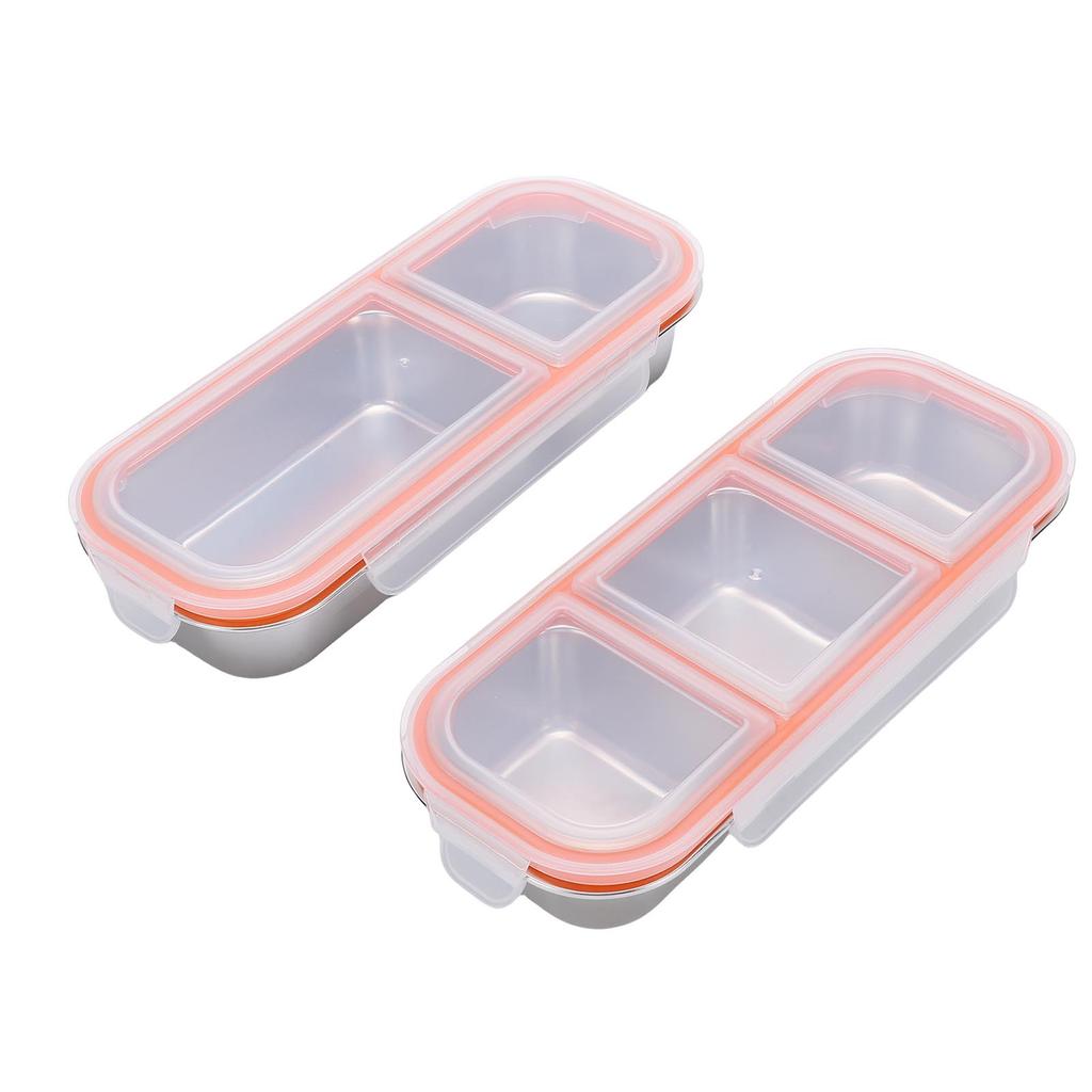 2pcs Lunch Container 700ML 600ML Leak Proof Stainless Steel Dishwasher Safe Lunch Storage Box with Compartments for