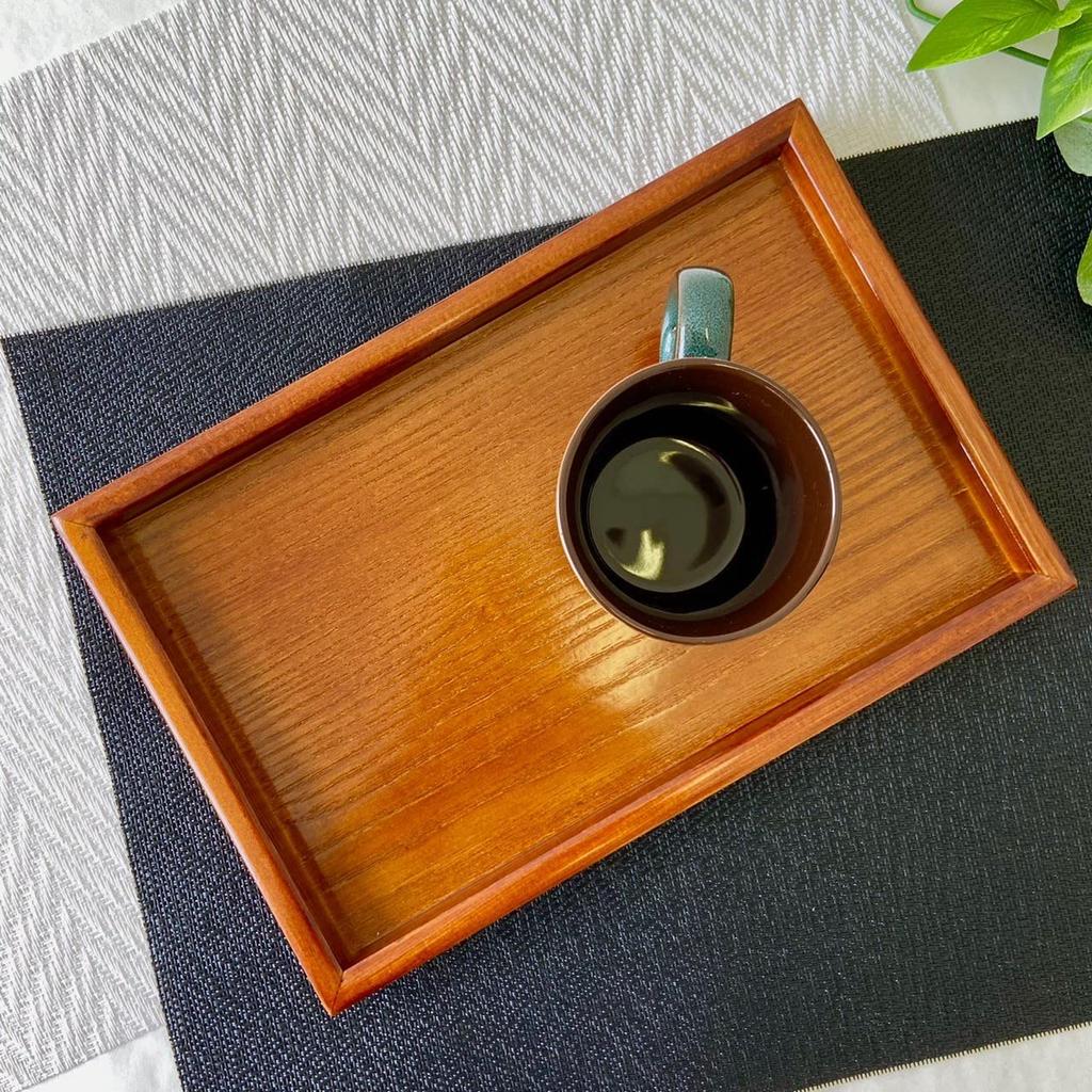 Yamaya Lacquerware Tray, Wooden, Zelkova-Style, Stylish, Made In Japan, 27cm X 18cm