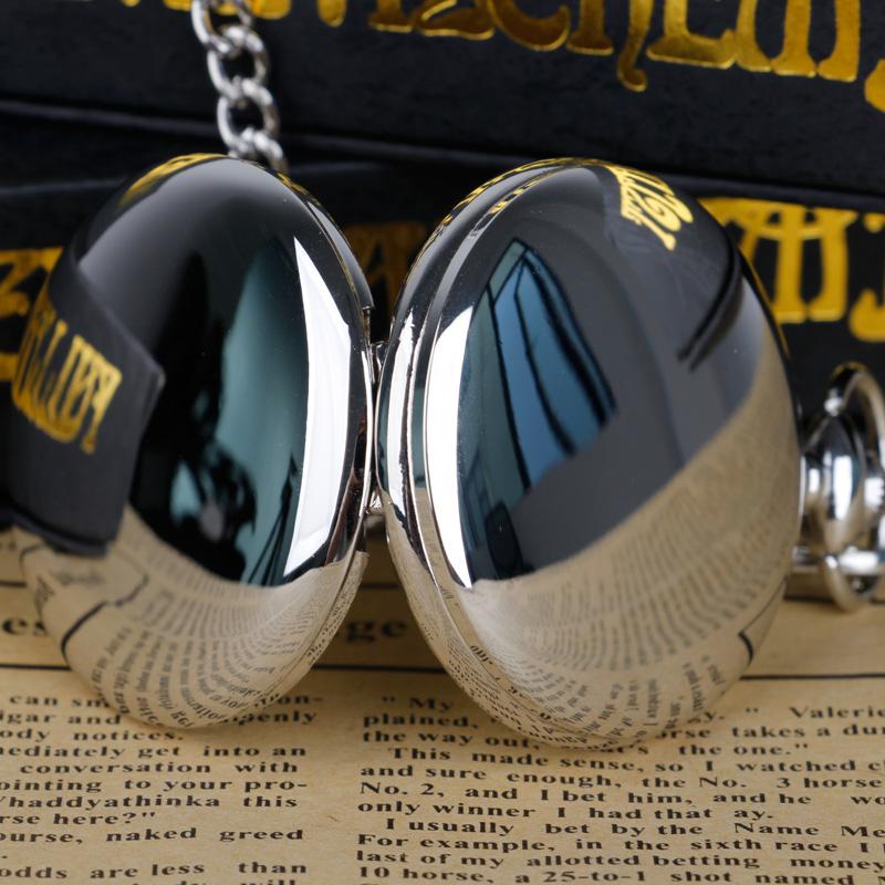 Schwarz/Bronze/Silber/Gold Poliert Glatt Quarz Taschenuhren Retro Halskettenanhänger Geschenk Fob Damen Herren Uhr Relogio De Bolso