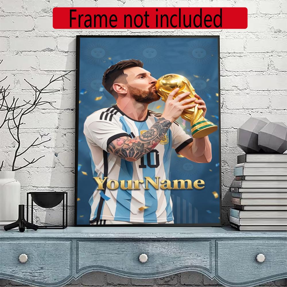 Messi Customize Your Name Diamond Painting Round Diamond Diy Frameless Holiday Artwork Suitable For Home Office Wall Decoration