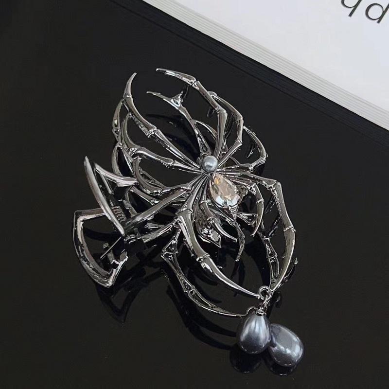 Halloween Spider Hair Claw Clip Gothic Metal Hair Claw Clip Punk and Y2K Hair Claw Alloy Shark Clip For Women And Girls чёрный