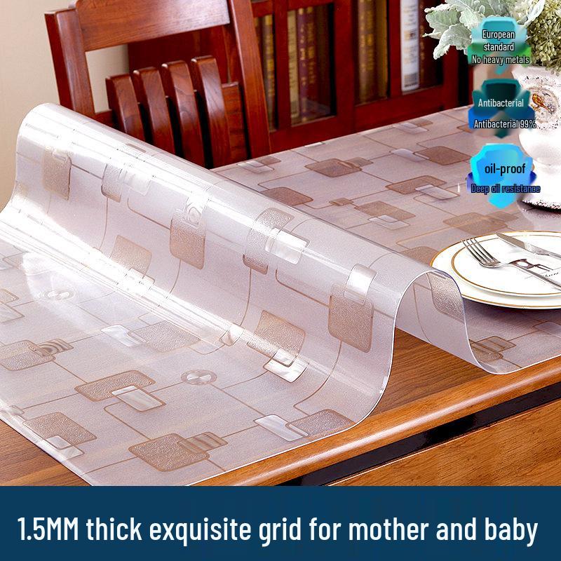 Transparent Soft PVC Table Mat - Oil, Water, and Scald-Proof for Dining and Coffee Tables