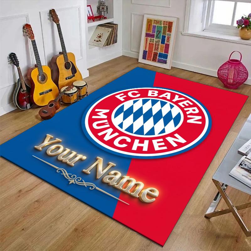 Custom Bayern Munich Mat Personalized Name, Polyester Washable Indoor Entryway Rug, Gift for Christmas, Easter, Thanksgiving Day