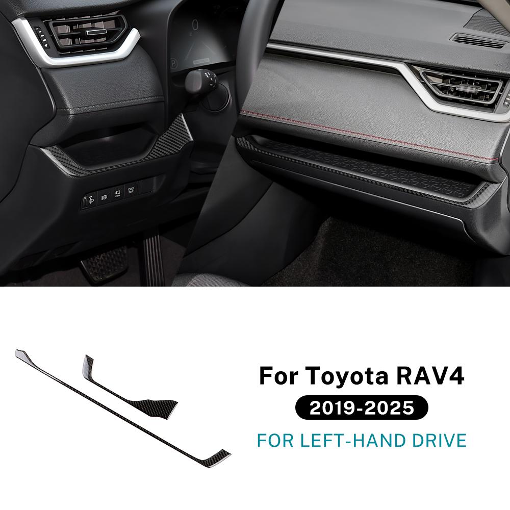 Настоящая мягкая карбоновая наклейка для Toyota RAV4 XA50 2019 2020 2025 2025 2025 2025 2025 LHD RHD Декоративная полоса отделки приборной панели автомобиля