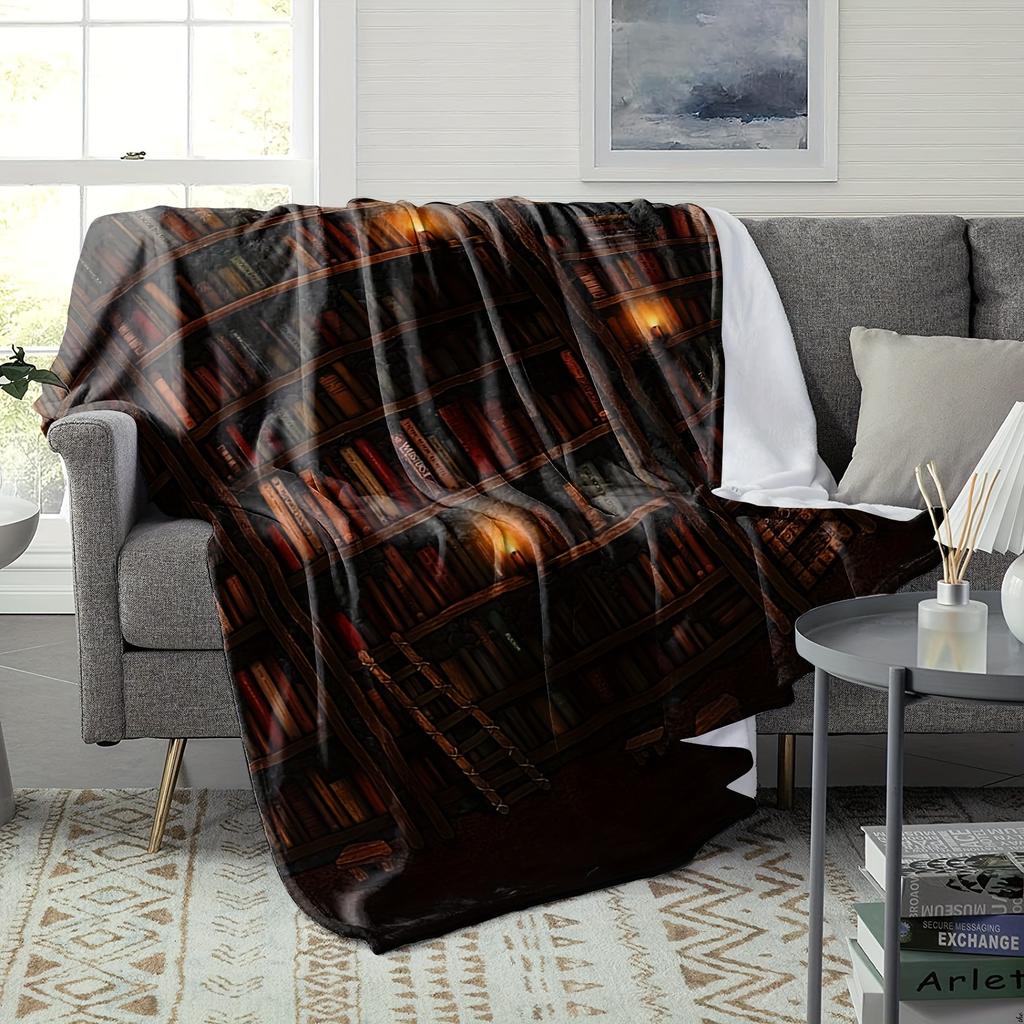 Coperta con Stampa Artistica Vintage 'Bookish Reading' - Morbida Coperta Multiuso per Tutte le Stagioni per Divano, Letto, Ufficio e Regalo per Amanti dei Libri
