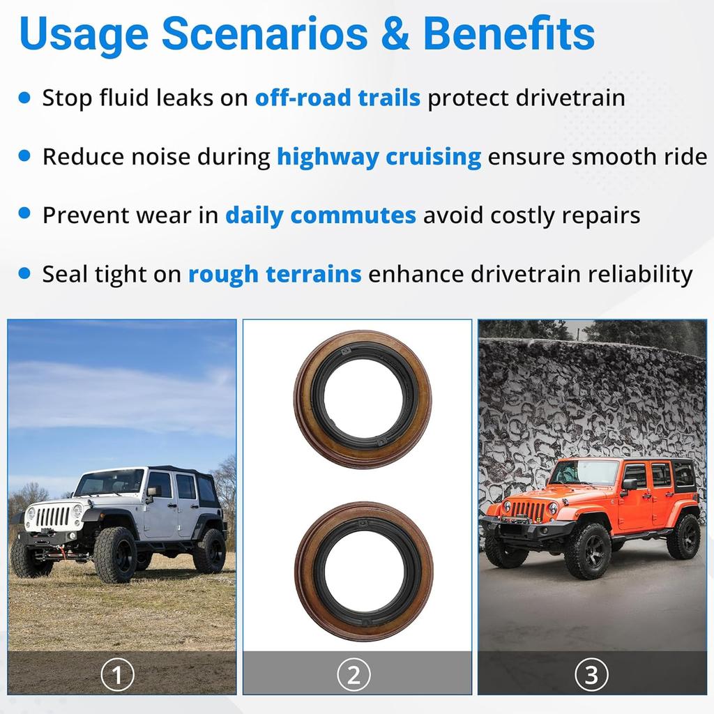 2pcs - 68304271AA Front Drive Axle Shaft Oil Seal Set Drive Axle Shaft Rubicon Dana 44 Dana 30 Differential Carrier Seal 30710863 for Jeep 2007-2017