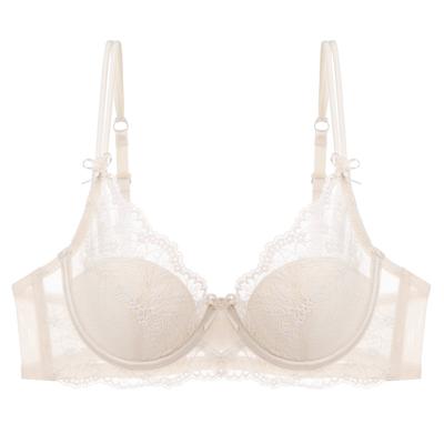 Ropa interior sexy encaje fino francés puro ropa interior pecho grande pequeño anti-caída sujetador talla grande cubierta