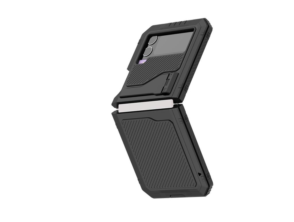 Cross-Border Metal Three-Proof Phone Case for Samsung Z-Flip-4 - Full Coverage Anti-Drop Protection