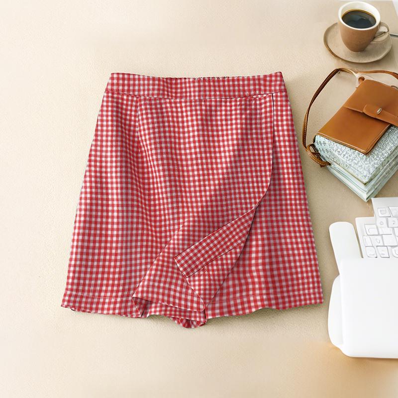 

ZANZEA Womens Summer Elastic Waist Casual Grid Print Shorts XL