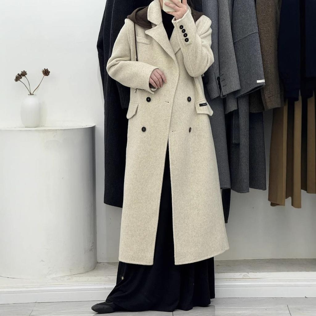 Hooded Premium Double-sided Wool Coat Women's Mid-length Autumn and Winter Korean Style New Loose Wool Coat