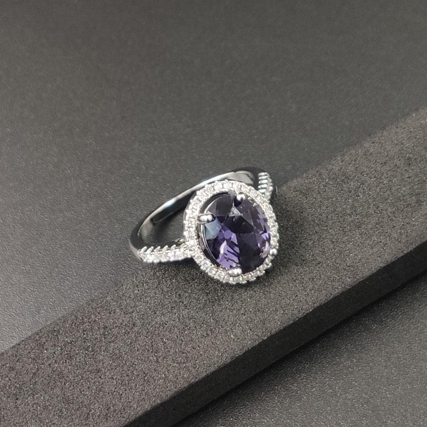 Luxuriöser Zirkon-Saphir-Ring im europäischen Stil: Voll-Diamant-Kristall Verlobungs-/Hochzeitsschmuck.