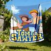 1pc Tom Sawyer Outdoor Flannel Blanket, Lightweight Warm Cozy for Travel Camping Office Soft Polyester Fabric