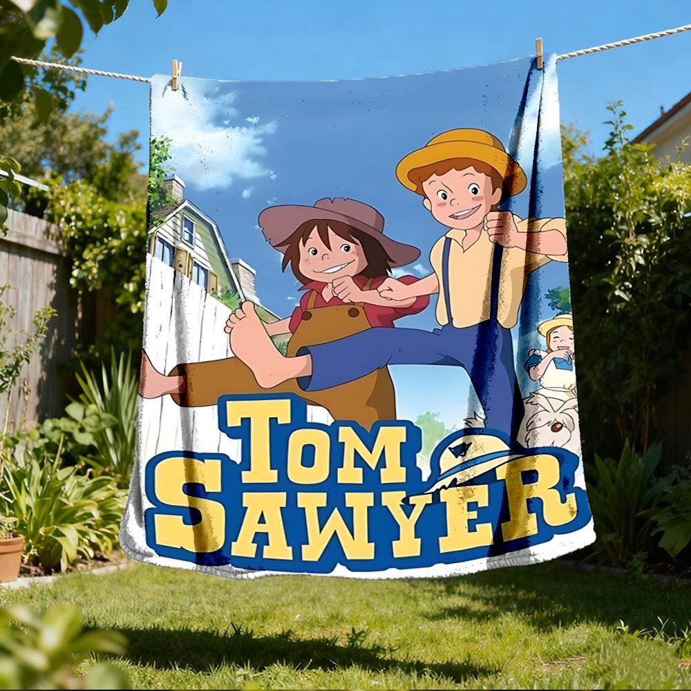 

1pc Tom Sawyer Outdoor Flannel Blanket, Lightweight Warm Cozy for Travel Camping Office Soft Polyester Fabric 80x120cm