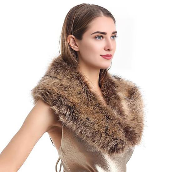 Faux Fur Scarf with Velvet Lining Invisible Fur Clip Artificial Fur Shawl Dresses Coats Fake Collar Neck Scarf