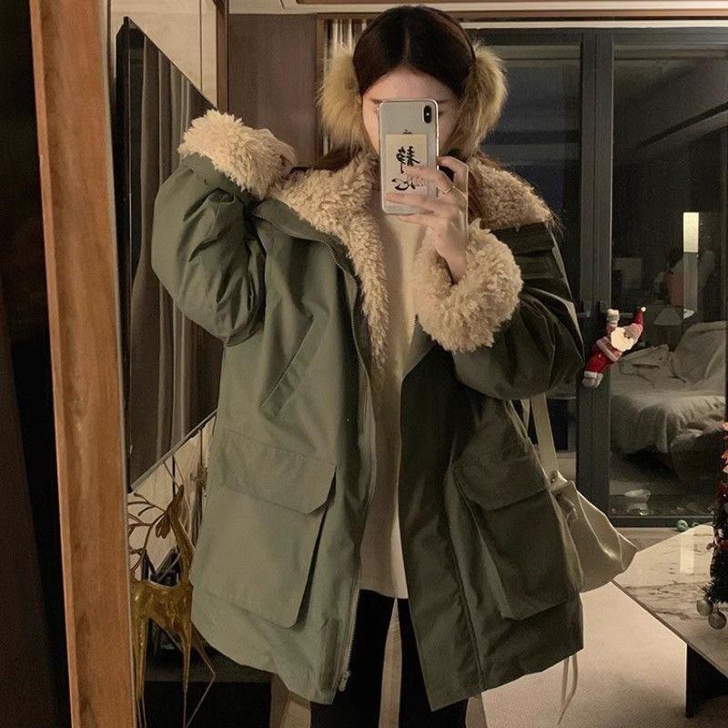Zhao Lusi Same Style Womens Winter Coat Thick Fleece Parka Jacket Cold Weather
