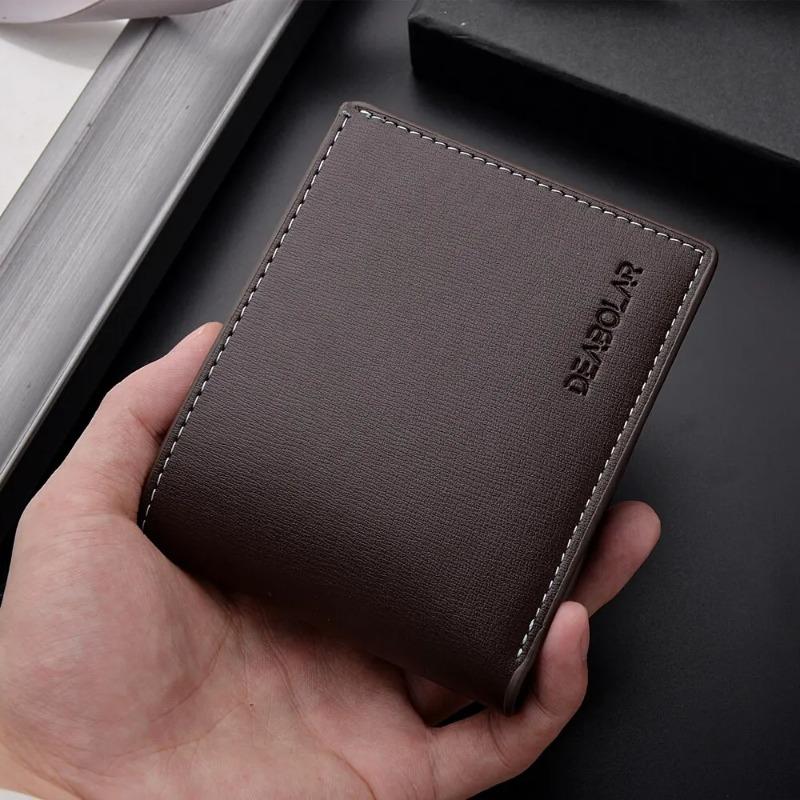 Pu Leather Men Casual Short Wallet Thin Style Folding Young Men Credit Card Holder Wallet