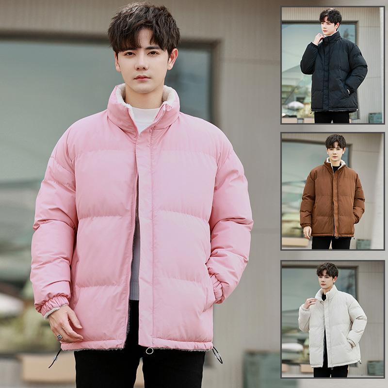 2025 autumn and winter new stand-up collar cotton-padded clothes bag clothes urban trendy brand couple models double wear velvet cotton-padded jackets