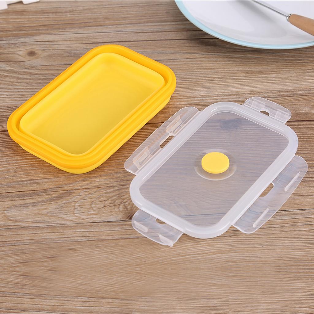 500ml Silicone Collapsible Portable Lunchbox Bowl Folding Food Storage Container Yellow