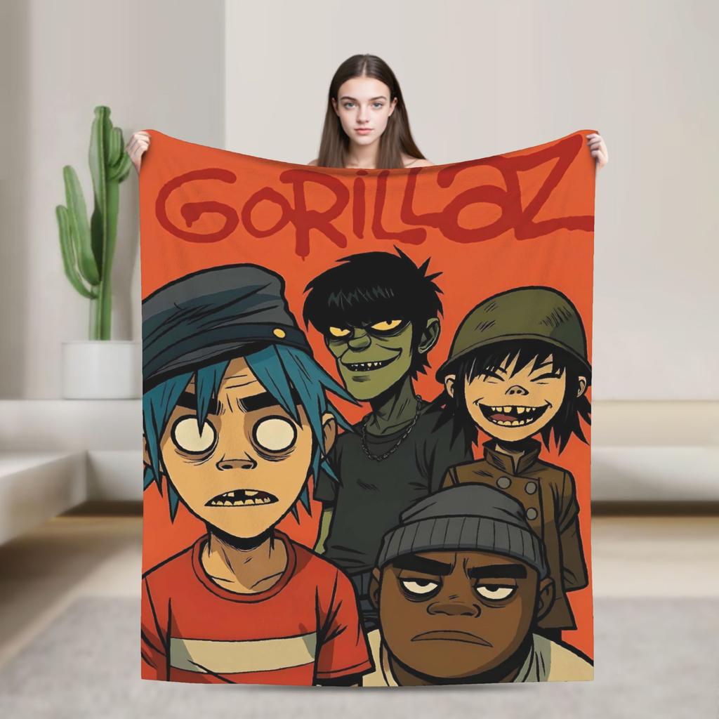Music Band G-gorillazs Soft Blankets Picnic Plush Throw Blanket Aesthetic Home Decor Flannel Bedspread Sofa Bed Cover