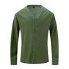 Camicie da Uomo Collo Alto 7 Bottoni Camicia Manica Lunga Tinta Unita Cotone Vintage Taglie Forti Top