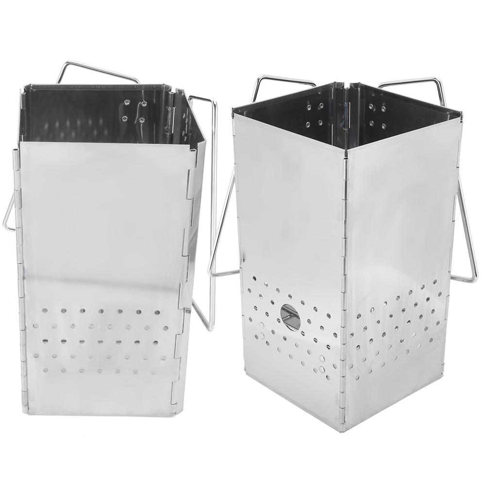 Edelstahl Klappbarer Barbecue Grill Tragbarer Holzkohle Holzofen für Camping Garten Outdoor