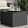 vidaXL Garden Table with Glass Top Black 55 X 55 X 37 Cm Poly Rattan