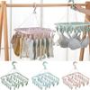 Household Portable 32 Clips Folding Clothes Hanger Dryer Windproof Socks Underwear Drying Rack Organizer Laundry Racks Storage