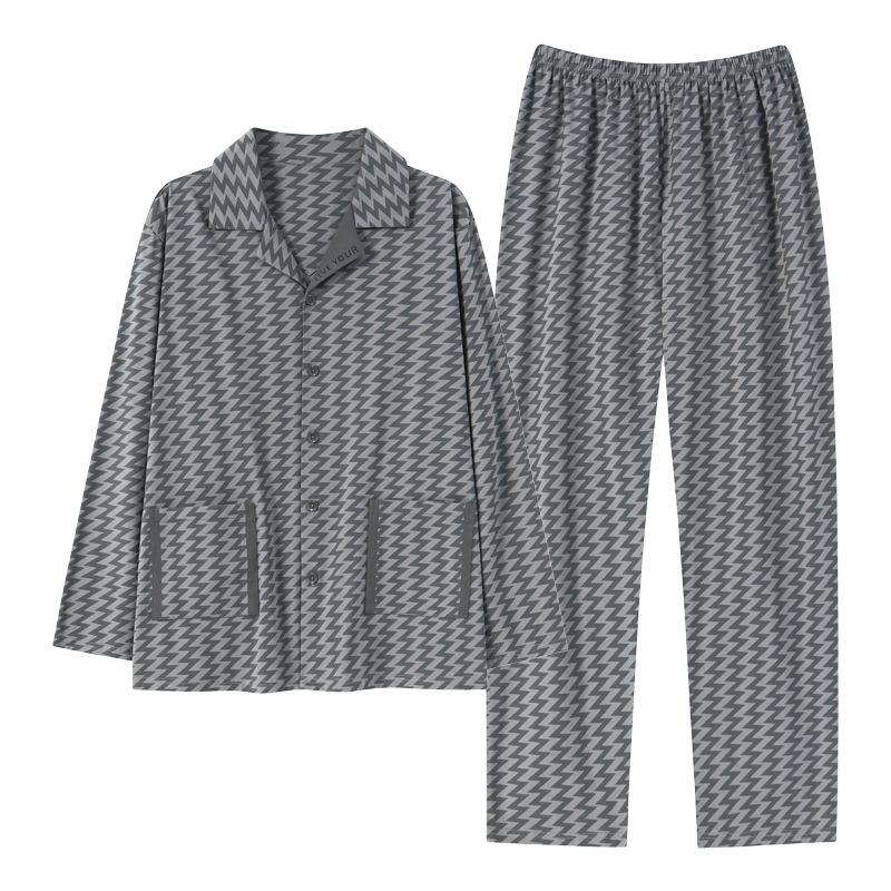 Men's Pajamas: Long-Sleeved Cardigan, Lightweight, Spring/Autumn, Wear as Outer Layer, Luxury Homewear Set