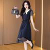 Women's A-Line Polo Collar Midi Dress