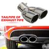 Car Exhaust Pipe Muffler Tail Pipe Outlet Nozzle End Stainless Steel Bent Dual Tip Bolt-on Rolled Edge Slant Cut 76mm