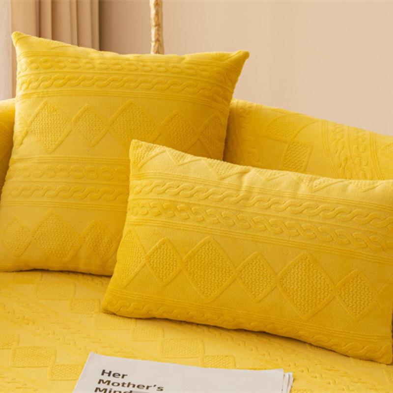 Winter New Thick Velvet Sofa Cushion Home Living Room Decoration Anti Slip Backrest Towel Modern Minimalist Solid Color Diamond Grid Sofa Cover